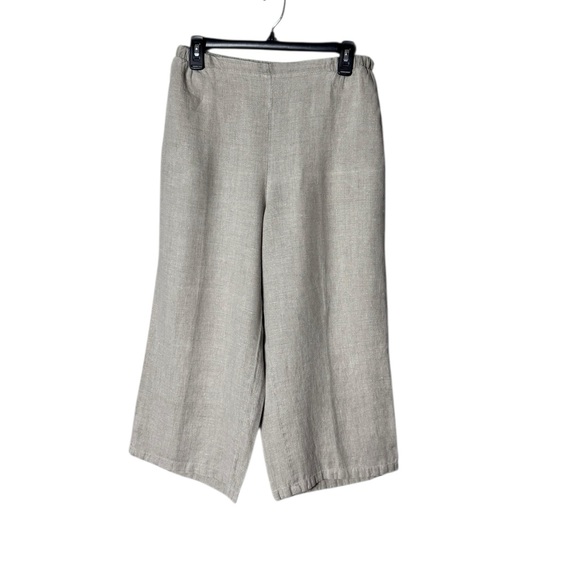 Flax Wide Leg Linen Cropped Pants Small Beachy Bohemian Lagom Minimalist Pockets - Picture 1 of 7
